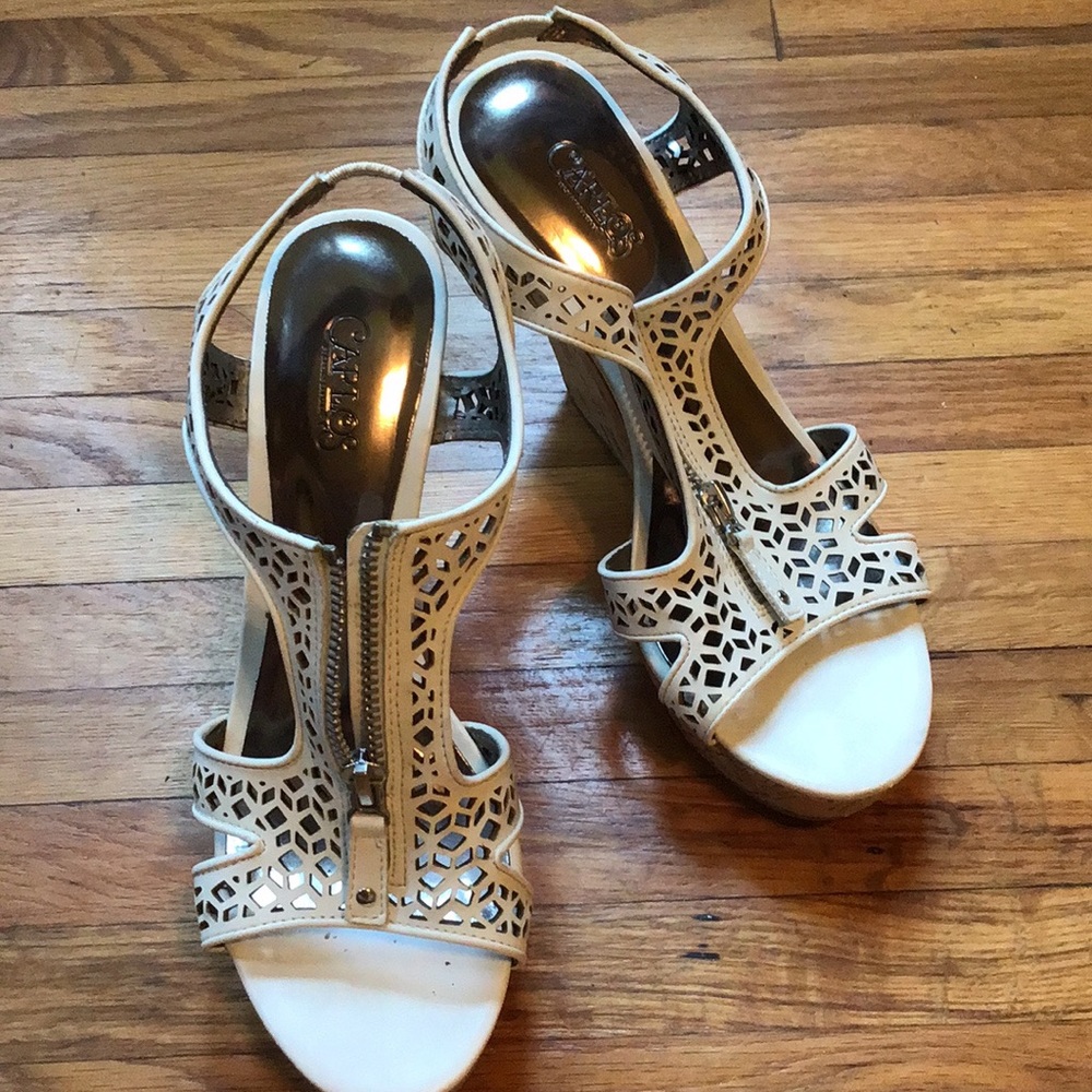 Womens white espadrille heel 8 Carlos Santana
